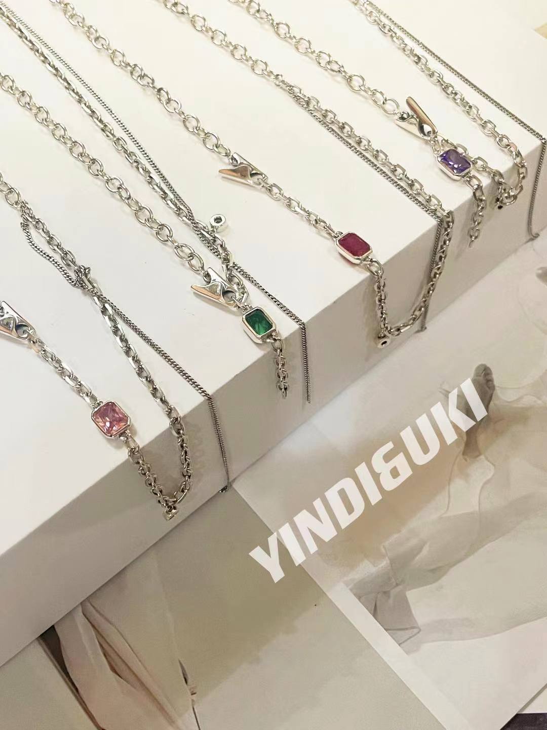 S925 Thai Silver Plate Tassel Zircon Necklace Sterling Silver Tiled Silver Jewelry Specification drawing