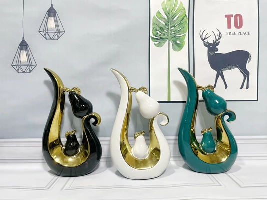 2025chinagoods904 New products: Handicrafts, gifts, craft ornaments, light luxury hotel and home ceramic electroplated ornaments, creative abstract art soft furnishings, office model room TV cabinet ornaments thumbnail