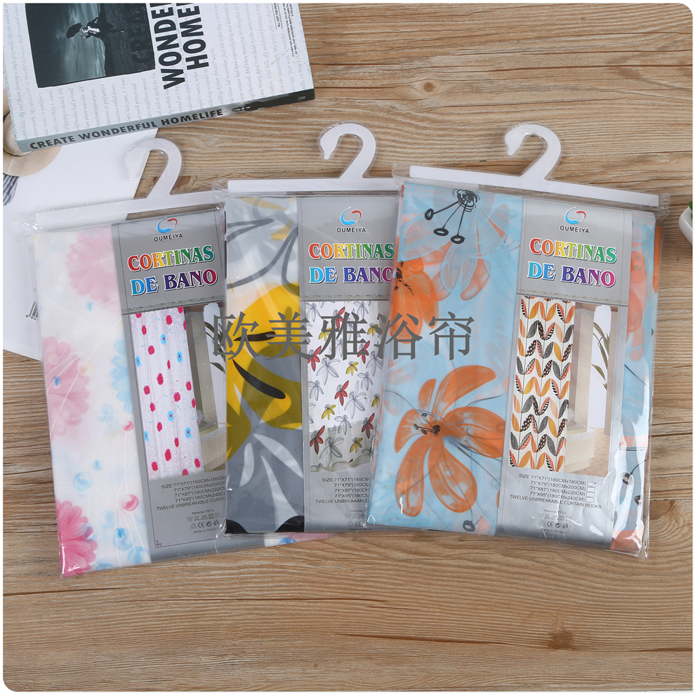 Bathroom shower curtain Bathroom set waterproof perforation-free mildew resistant curtain thickened door curtain Shower partition hanging curtain details Picture