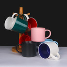 多色大容量陶瓷马克杯可印制LOGO文字图案家用水杯情侣杯子礼品杯厂家直销