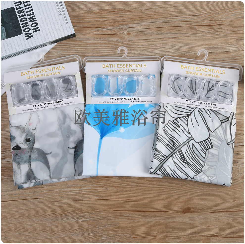 Bathroom waterproof shower curtain set thickened mildew proof bath partition curtain shower curtain bathroom door curtain hanging curtain free of drilling details Picture