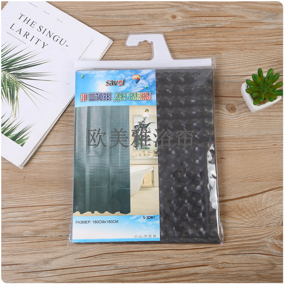 Shower curtain Waterproof mildew resistant thickened curtain Bathroom partition curtain perforation-free door curtain Shower curtain Specification drawing