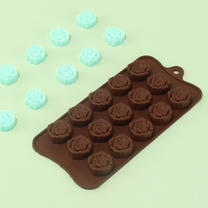 Silicone cake mold 15 even three-dimensional rose chocolate mold details Picture