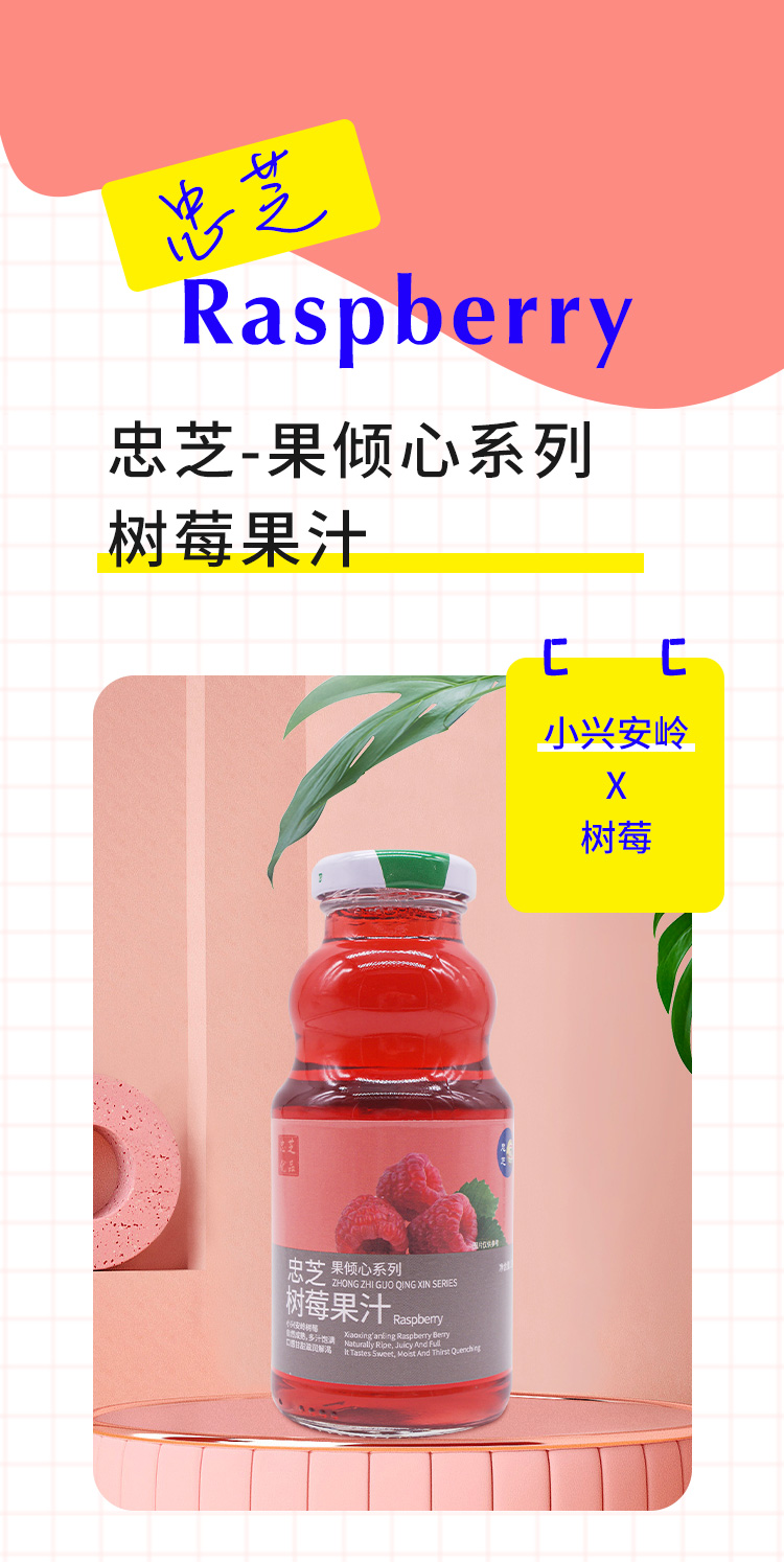 【森工严选】忠芝树莓果汁饮料248ml*6瓶详情7