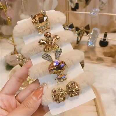 Hair Band Four Sets Plush Back Head Hair Grab Clip Headgear Shark Clip Super Fairy High-Grade Hair Accessories Elegant Selling Explosive New Products