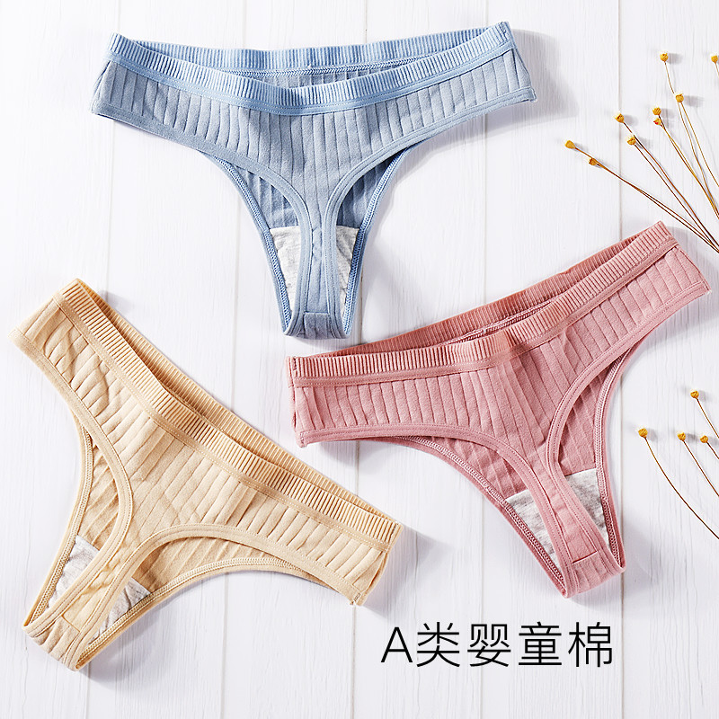 Foreign Trade All Cotton Women's Thong Female Pure Cotton Breathable Sexy Sexy Temptation Cross-Border Ladies T Underwear