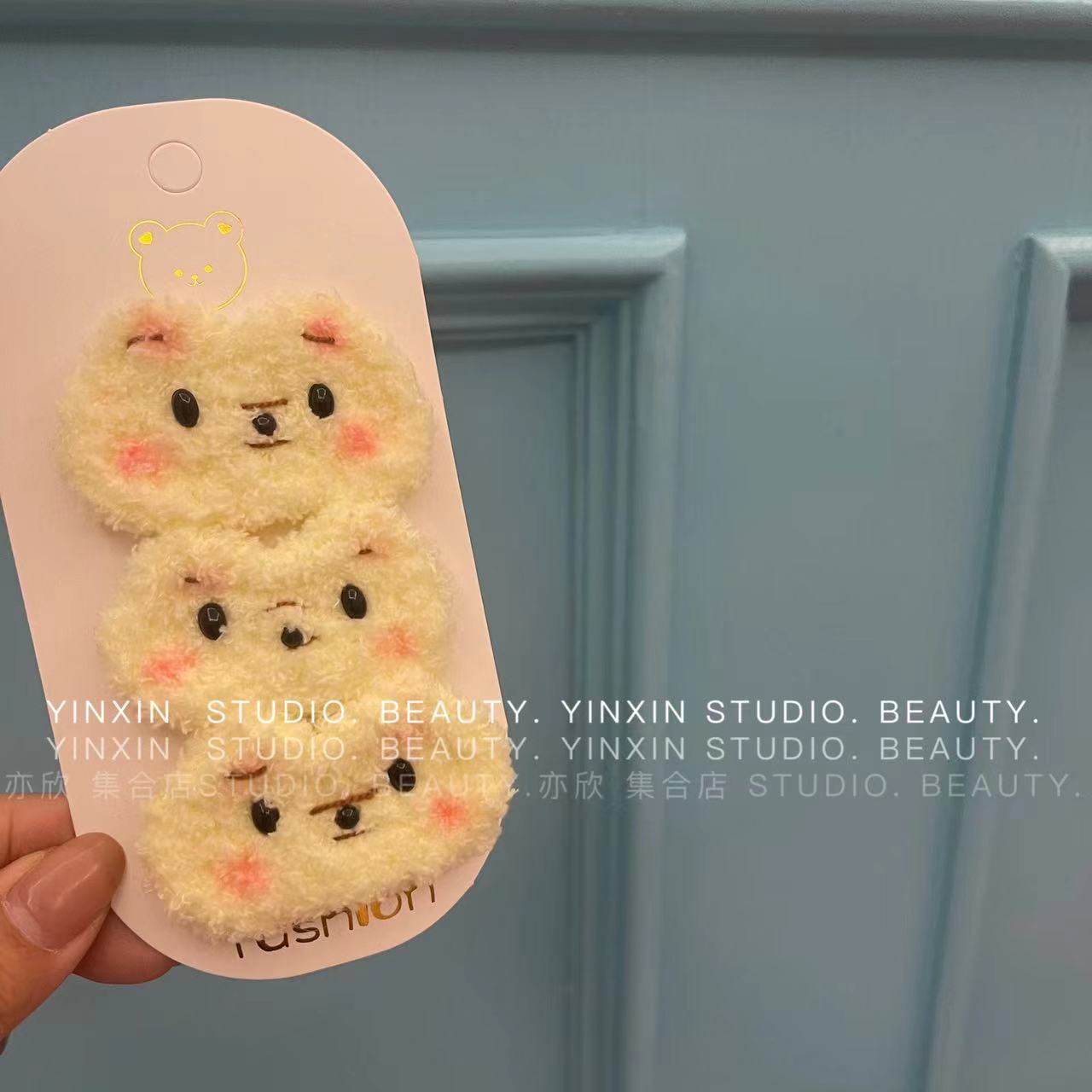 日系毛绒卡通小动物发夹小熊边夹可爱刘海夹顶夹后脑勺卡子女头饰详情4