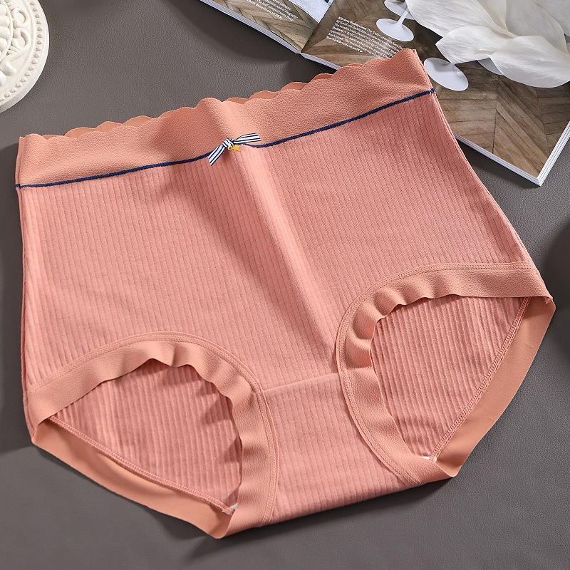 Autumn And Winter New Cotton Large Size 200 Pounds Underwear Female Silkworm Silk Antibacterial Crotch High Waist Non-Traceless Belly Stylish Underwear Comfortable Large Size Women's Underwear Specification drawing