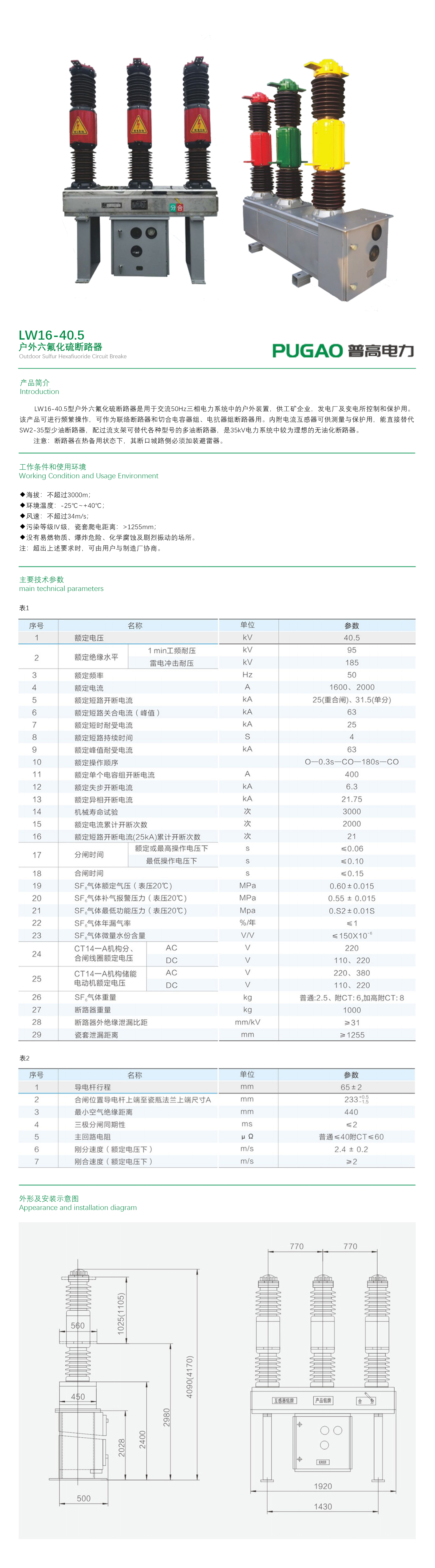 LW30六氟化硫断路器 LW16-40.5户外六氟化硫断路器详情1