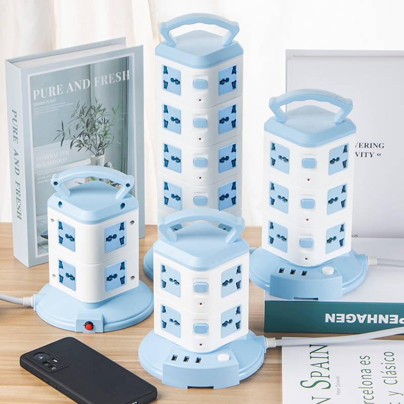 Vertical portable storage desktop USB tower tower house shape African plug socket socket board wiring board plug manufacturers thumbnail
