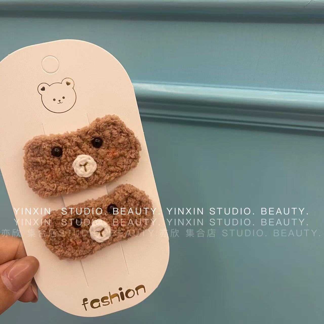 日系毛绒卡通小动物发夹小熊边夹可爱刘海夹顶夹后脑勺卡子女头饰详情2