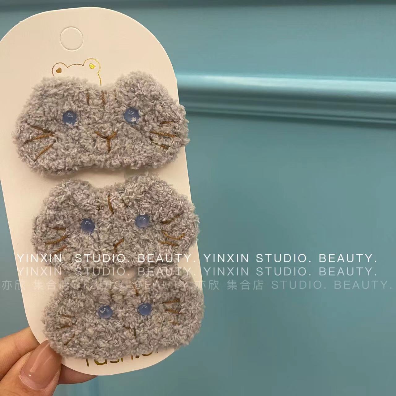 日系毛绒卡通小动物发夹小熊边夹可爱刘海夹顶夹后脑勺卡子女头饰详情5