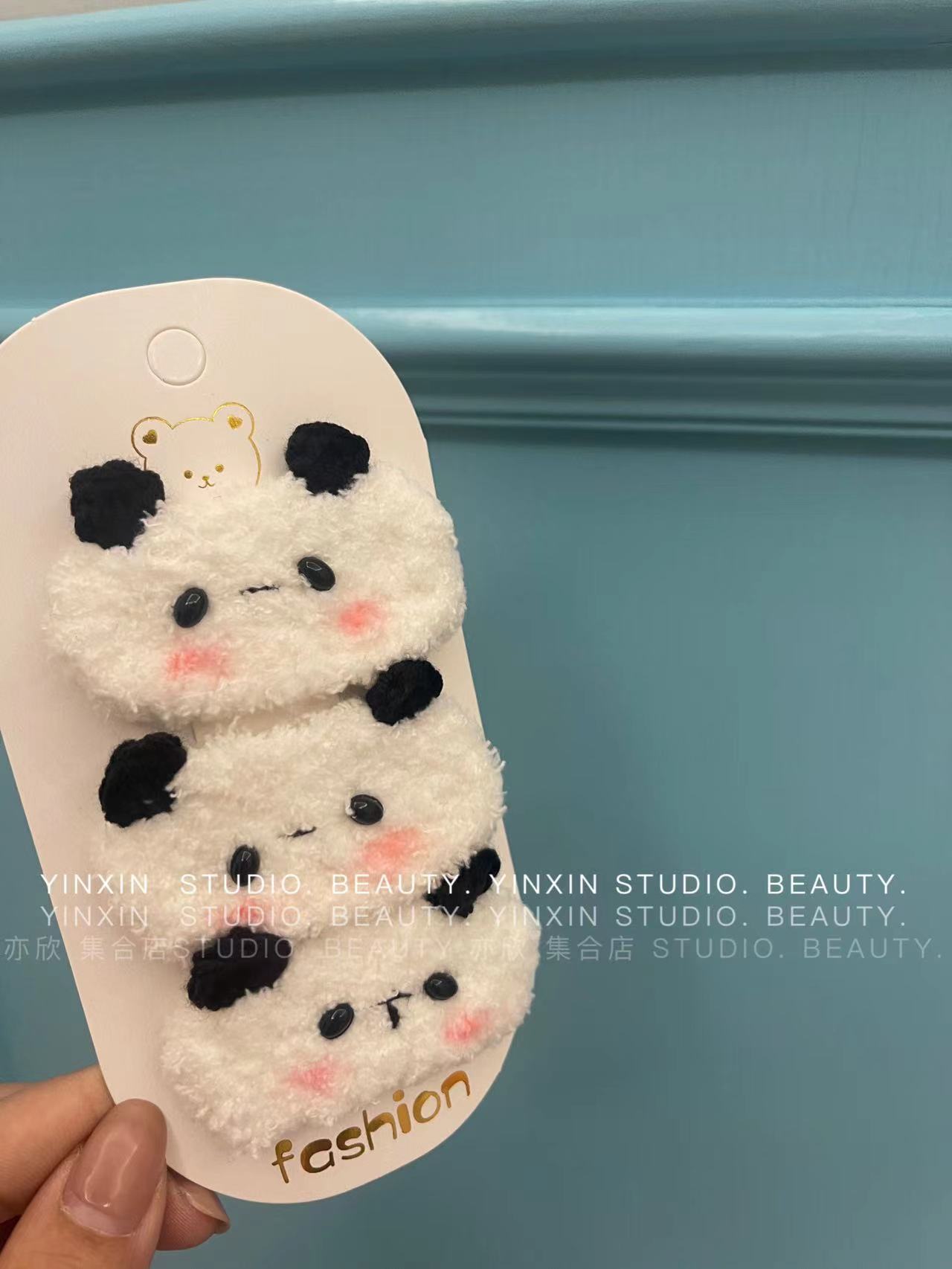 日系毛绒卡通小动物发夹小熊边夹可爱刘海夹顶夹后脑勺卡子女头饰详情7