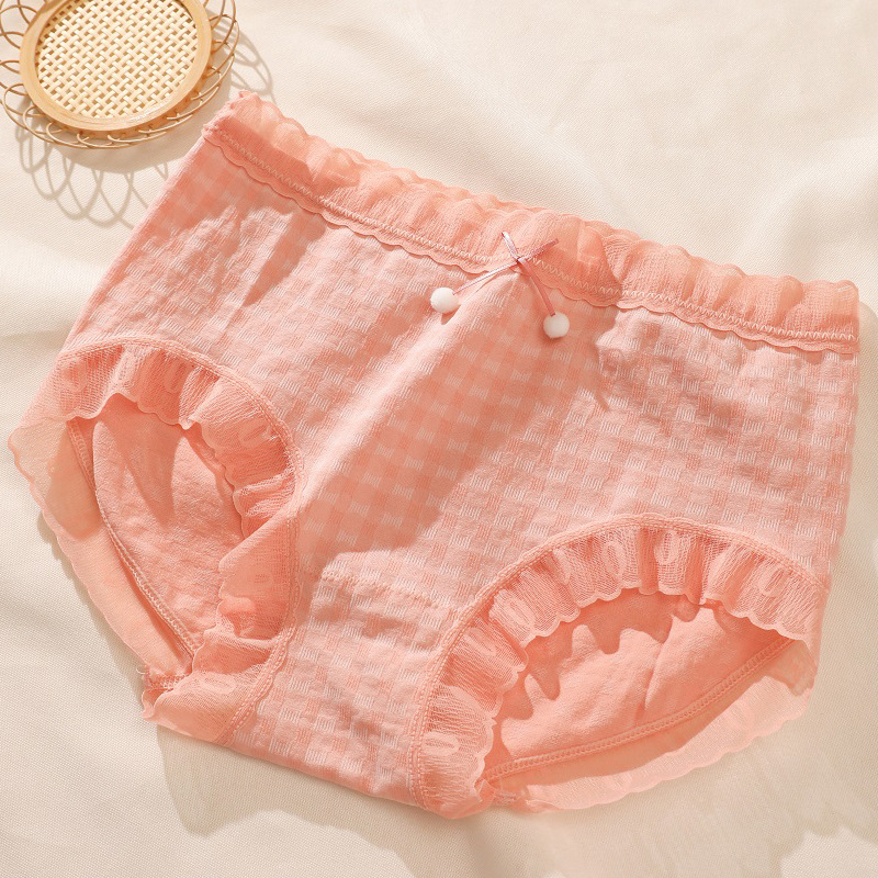 Plus Size 200 Pounds Seamless Underwear Female Paclitaxel Antibacterial Crotch Seamless Lace Edge Japanese Waffle Girl Underwear Plus Size Women Underwear Important Women Women's Pants Application Scenario