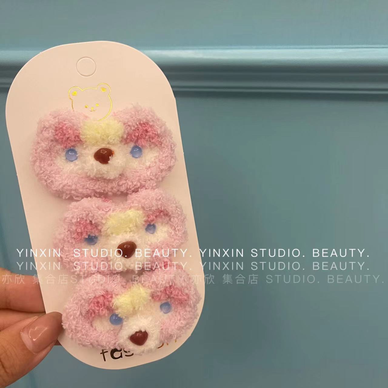 日系毛绒卡通小动物发夹小熊边夹可爱刘海夹顶夹后脑勺卡子女头饰详情1