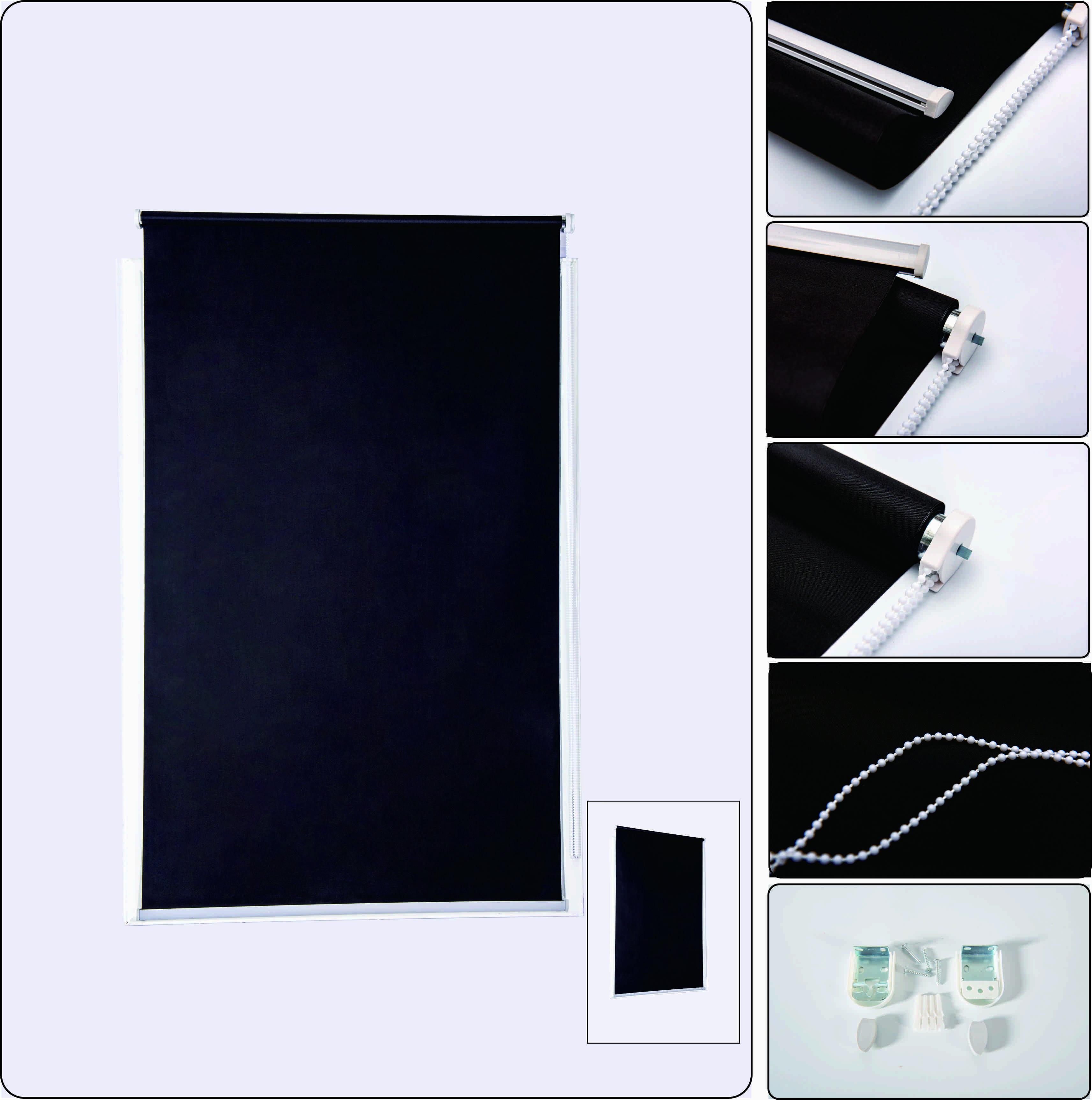 Roll-curtain pull lift no-punching installation toilet waterproof kitchen bathroom shading simple louver curtain manufacturers direct sales thumbnail