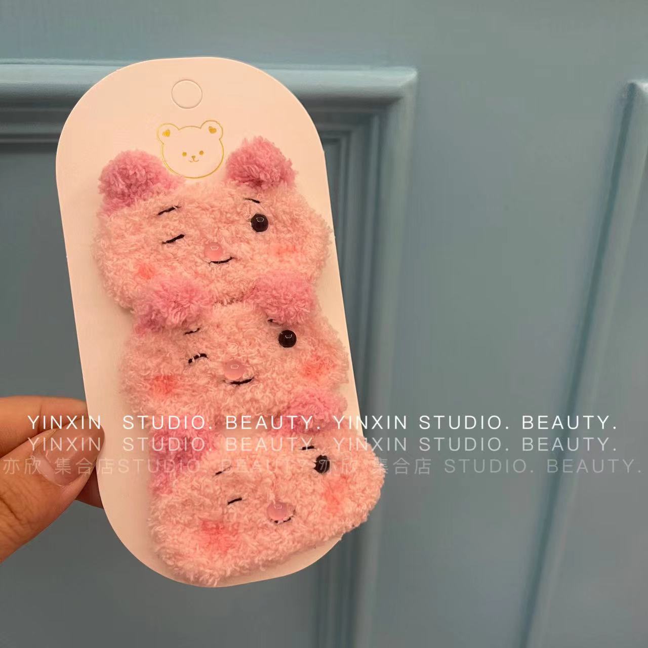 日系毛绒卡通小动物发夹小熊边夹可爱刘海夹顶夹后脑勺卡子女头饰详情6