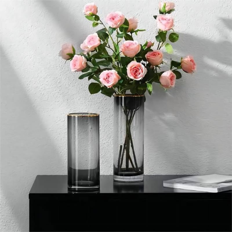 Chrysanthemum Min Process Modern Simple Gold Straight Glass Vase Decoration Nordic Living Room Flower Arrangement Soft Decoration Hydroponic Flower Device Specification drawing