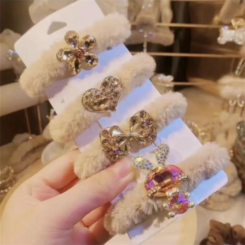 Hair Band Four Sets Plush Hair Band Back Head Hair Grab Clip Headgear Shark Clip Super Fairy High-Grade Hair Accessories Elegant Hot New Products Specification drawing