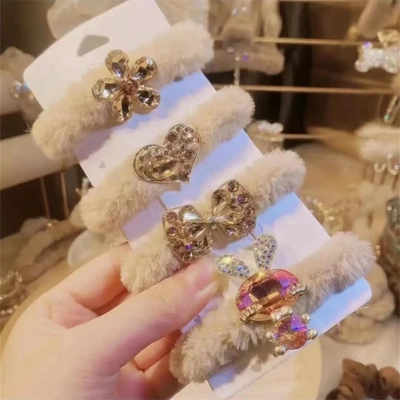 Hair Band Four Sets Plush Hair Band Back Head Hair Grab Clip Headgear Shark Clip Super Fairy High-Grade Hair Accessories Elegant Hot New Products