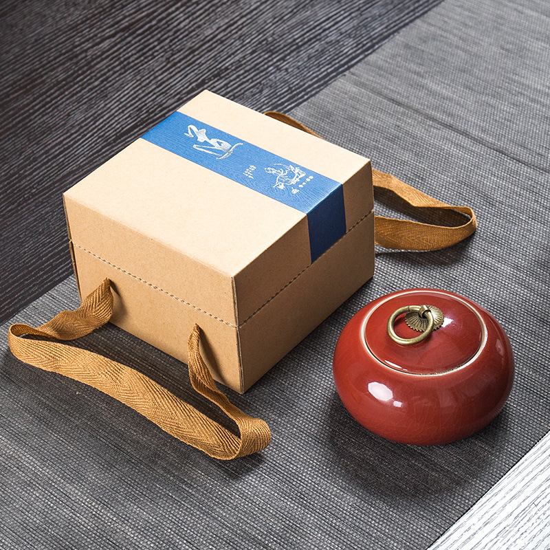Kun Kun Ceramics Ge Kiln Split Ceramic Copper Buckle Tea Can, Celadon tea can, gift box packaging, sealed can, Ge Kiln Gift, small size customization, LOGO wholesale 055 pic 8