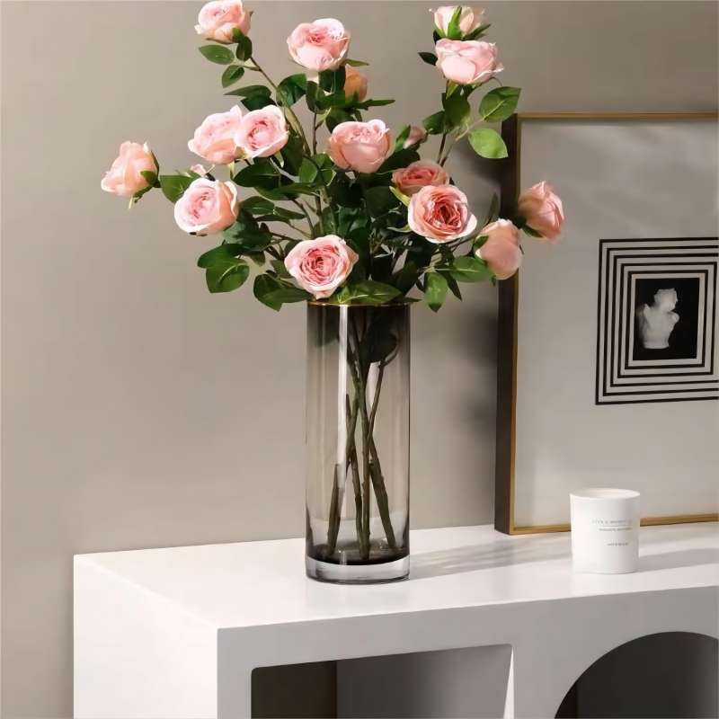 Chrysanthemum Min Process Modern Simple Gold Straight Glass Vase Decoration Nordic Living Room Flower Arrangement Soft Decoration Hydroponic Flower Device Application Scenario