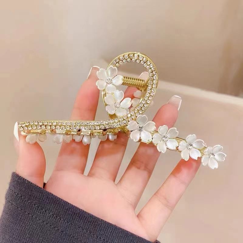 Back Of Head Hairpin Grab Clip Headpiece Shark Clip Super Fairy Advanced Hair Accessories Elegant Hot New Alloy Point Drill Hair Clip Specification drawing