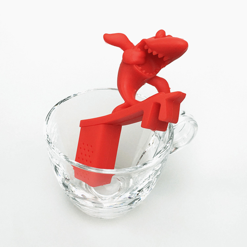 硅胶创意鲨鱼泡茶器 冲浪鲨鱼硅胶滤茶器 懒人硅胶咖啡茶包 新款详情6