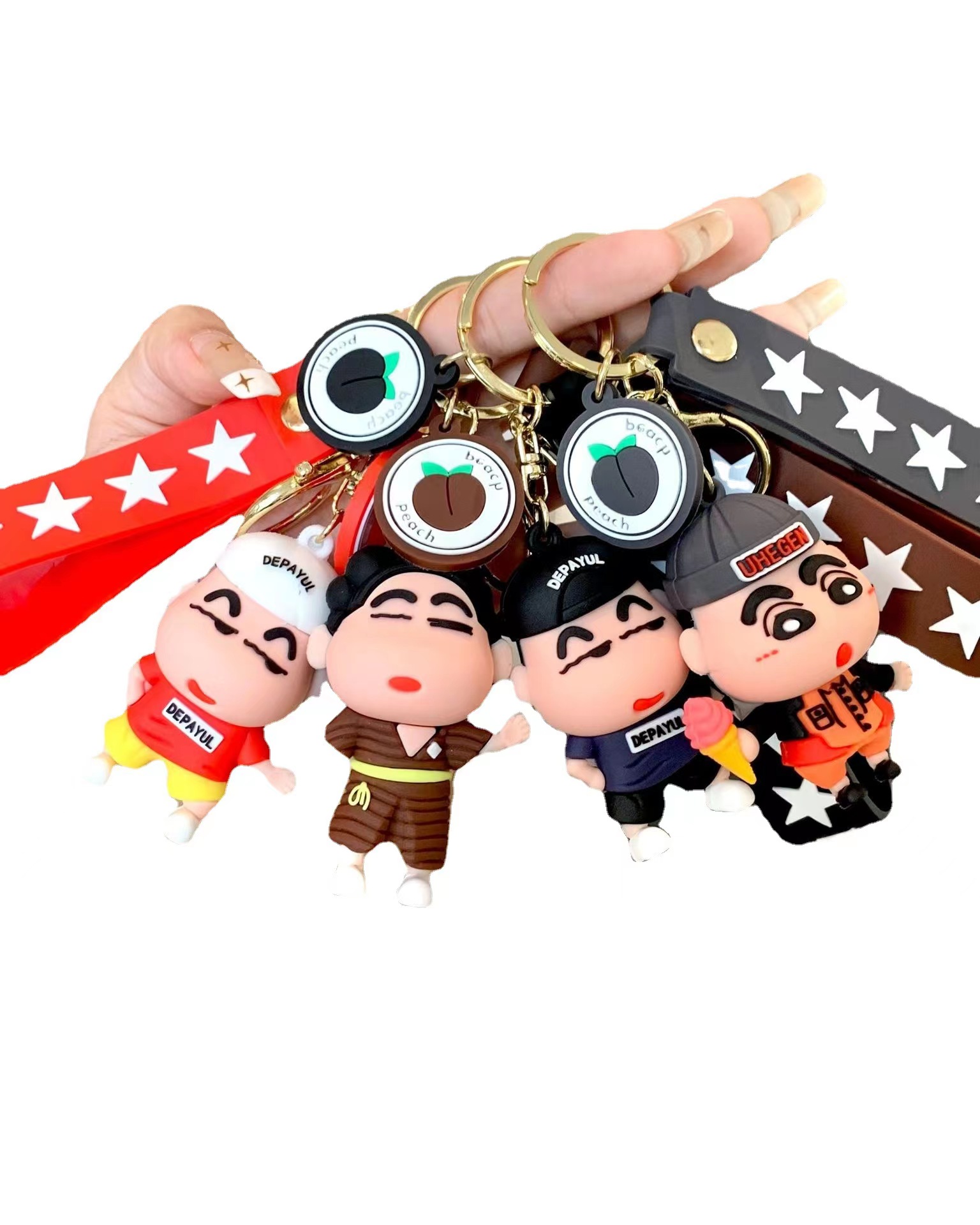新款卡通动漫蜡笔小新钥匙扣公仔汽车包包钥匙挂件娃娃机小礼品 详情4