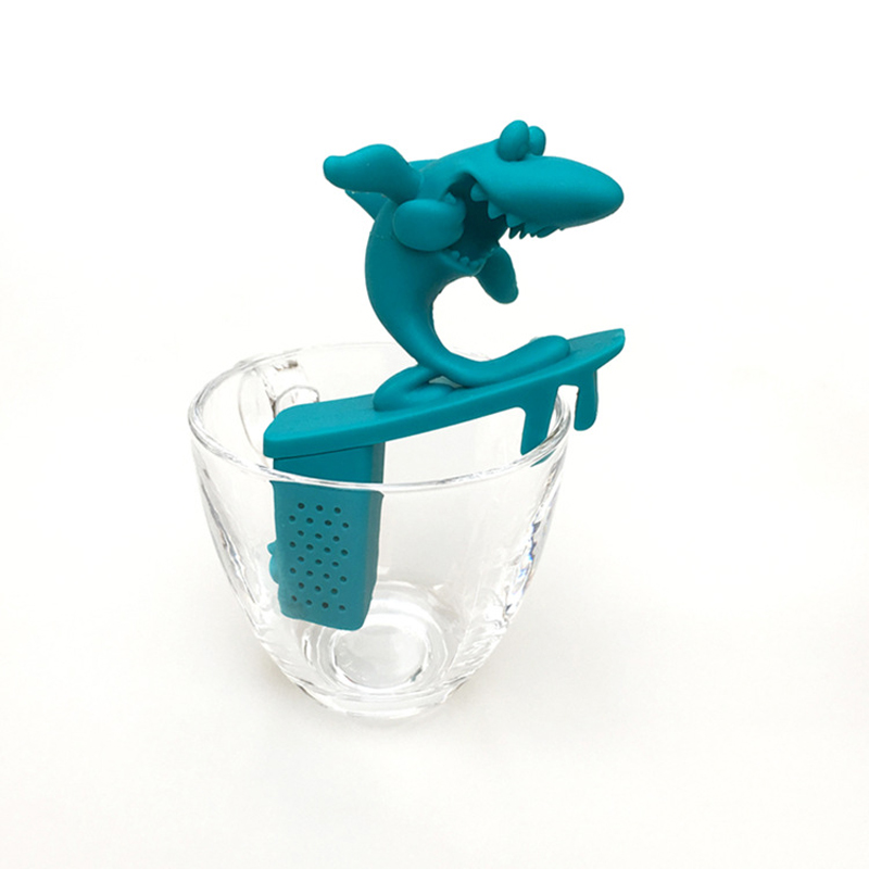 硅胶创意鲨鱼泡茶器 冲浪鲨鱼硅胶滤茶器 懒人硅胶咖啡茶包 新款详情3