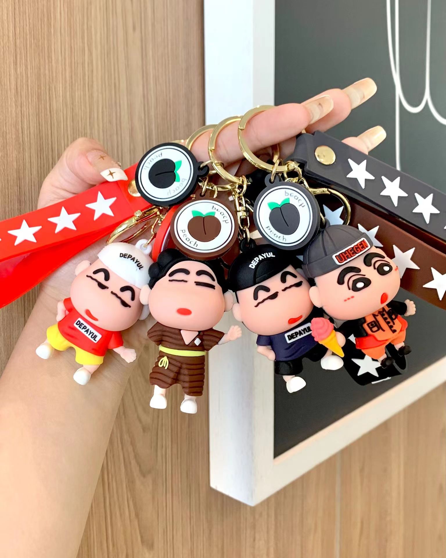 新款卡通动漫蜡笔小新钥匙扣公仔汽车包包钥匙挂件娃娃机小礼品 详情8