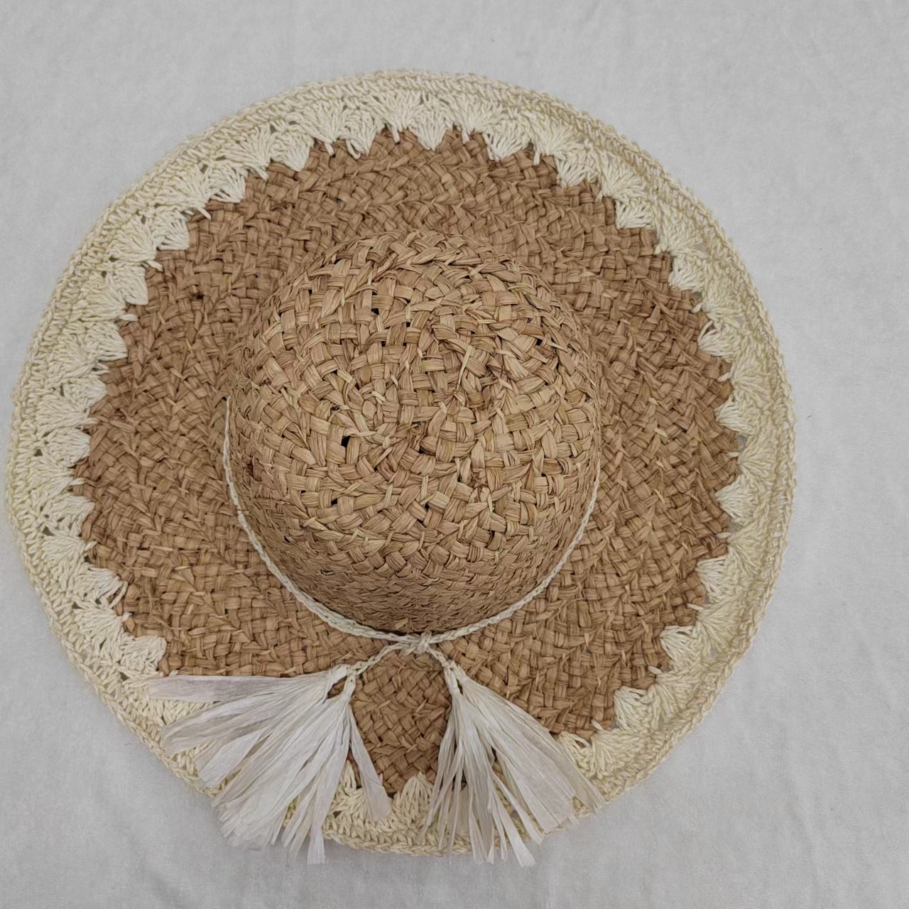 Straw hat Universal Lafite Straw hat universal summer seaside flat top sunscreen visor hat Beach Fisherman hat seaside photo braided straw braided hat plaid natural color thumbnail