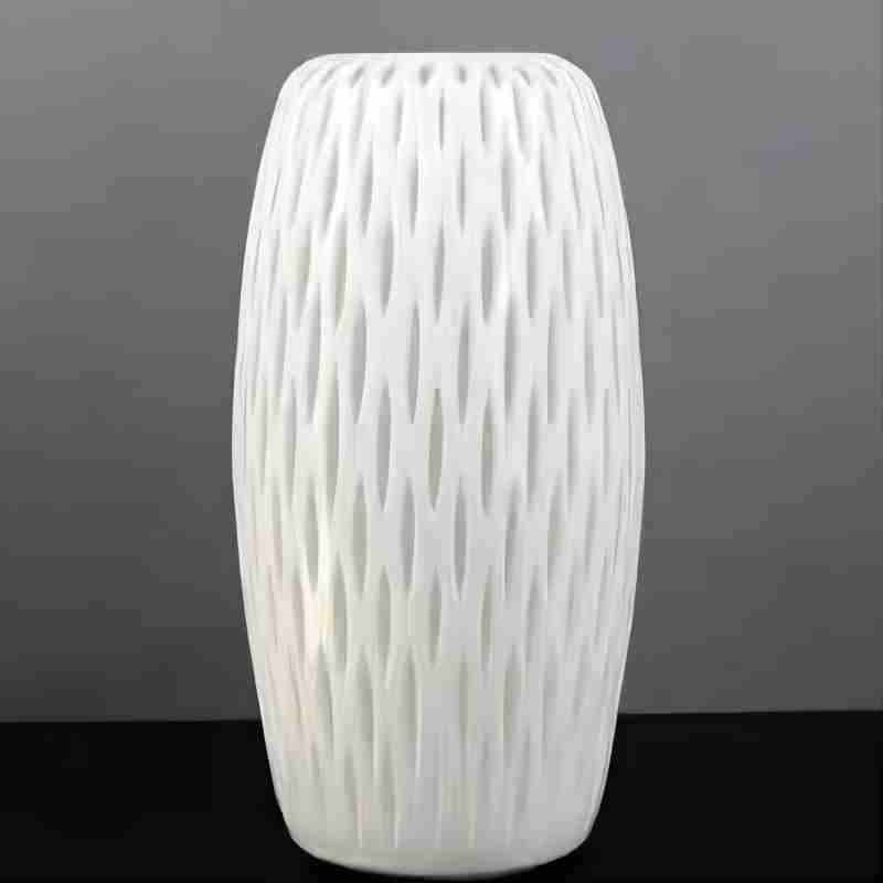 Kikumin Process French White Porcelain Hand-Carved Grinding Glass Vase Water Culture Rich Bamboo Illustration Flower Screen Living Room Sample Room Decoration Combination Specification drawing