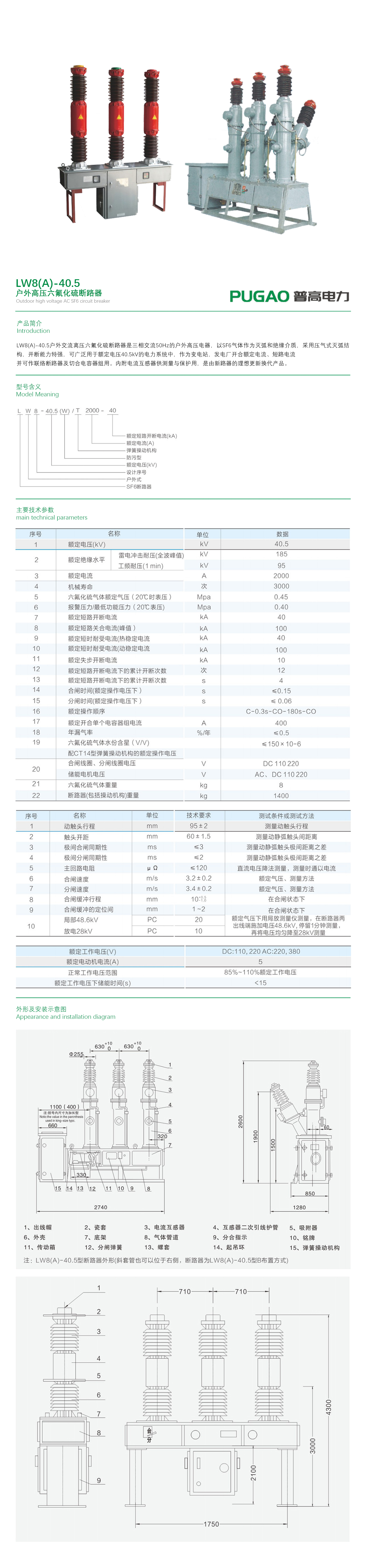 LW8(A)-40.5户外高压六氟化硫断路器 户外高压六氟化硫断路器详情1