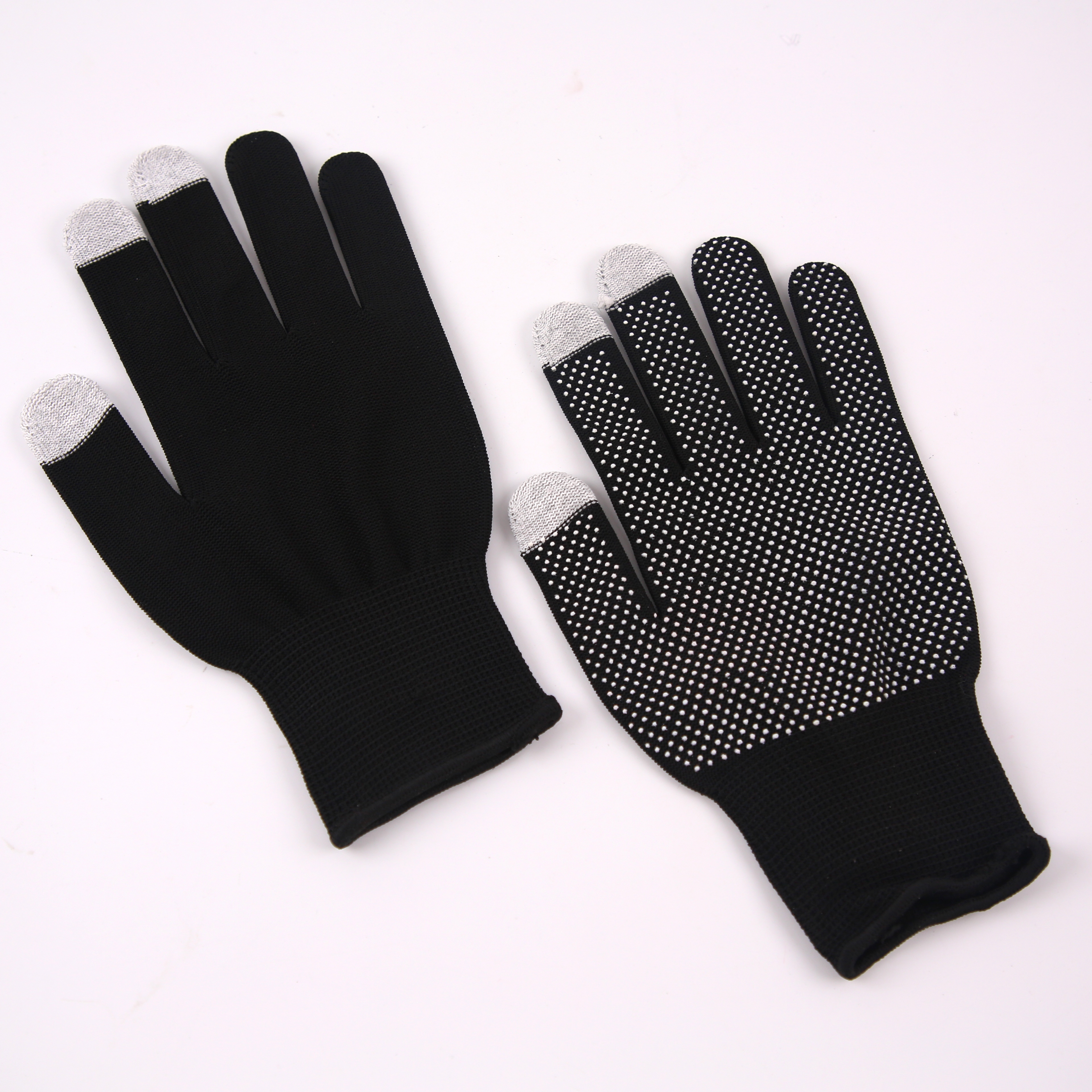 Exposed two finger gloves dot glue non-slip dew pointing plastic half finger breathable break two point beads driving nylon men and women touch screen protective gloves dot glue dot plastic gloves finger gloves thumbnail
