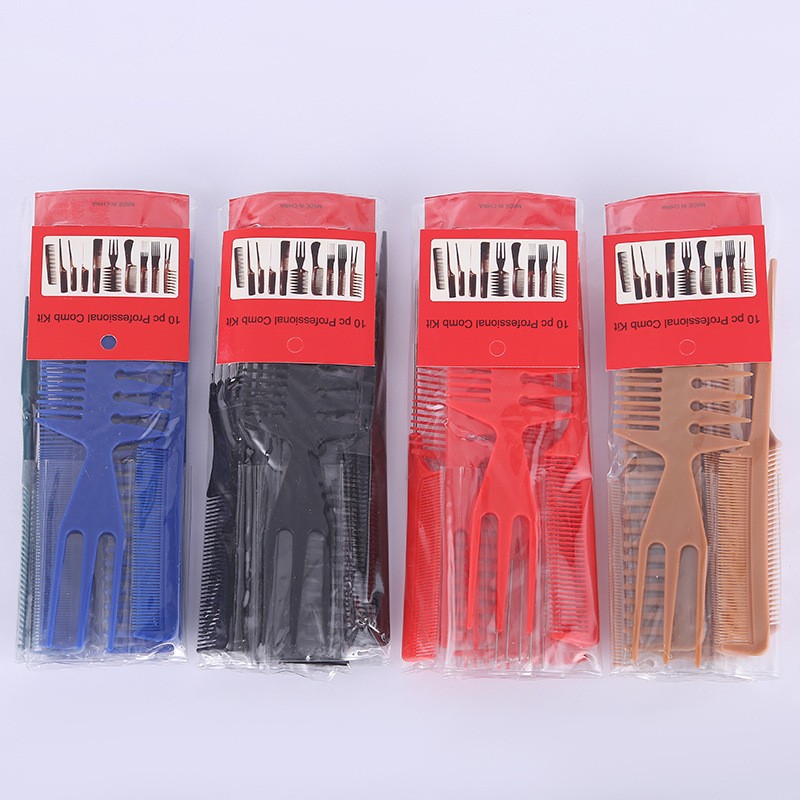 Manufacturer provides straightly ten sets of plastic comb hair salons dedicated hair comb multi-function comb hair spot wholesale
