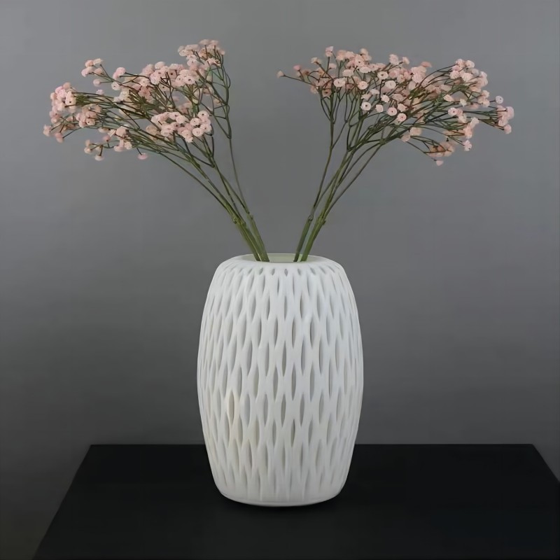 Kikumin Process French White Porcelain Hand-Carved Grinding Glass Vase Water Culture Rich Bamboo Illustration Flower Screen Living Room Sample Room Decoration Combination