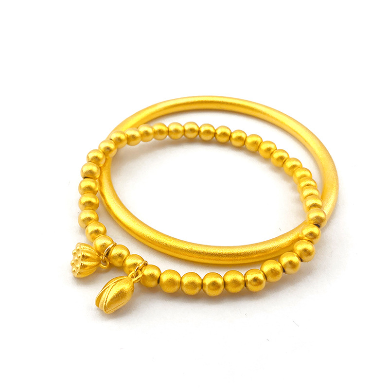 Tik Yin Small Red Book National Style With The Heritage Of Two Generations Of Happy Lotus Bracelet National Tide Ancient Method Plated 18K Gold Lotus Bracelet Novelty Jewelry Item Picture