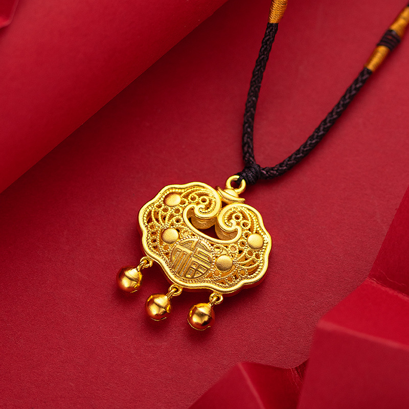 Vietnam Sargent Zhou Family Baby Lock Pendant Lucky Luck Size Long Life Lock Jewelry Female Ingot Gold Lock Pendant Novelty Jewelry Specification drawing