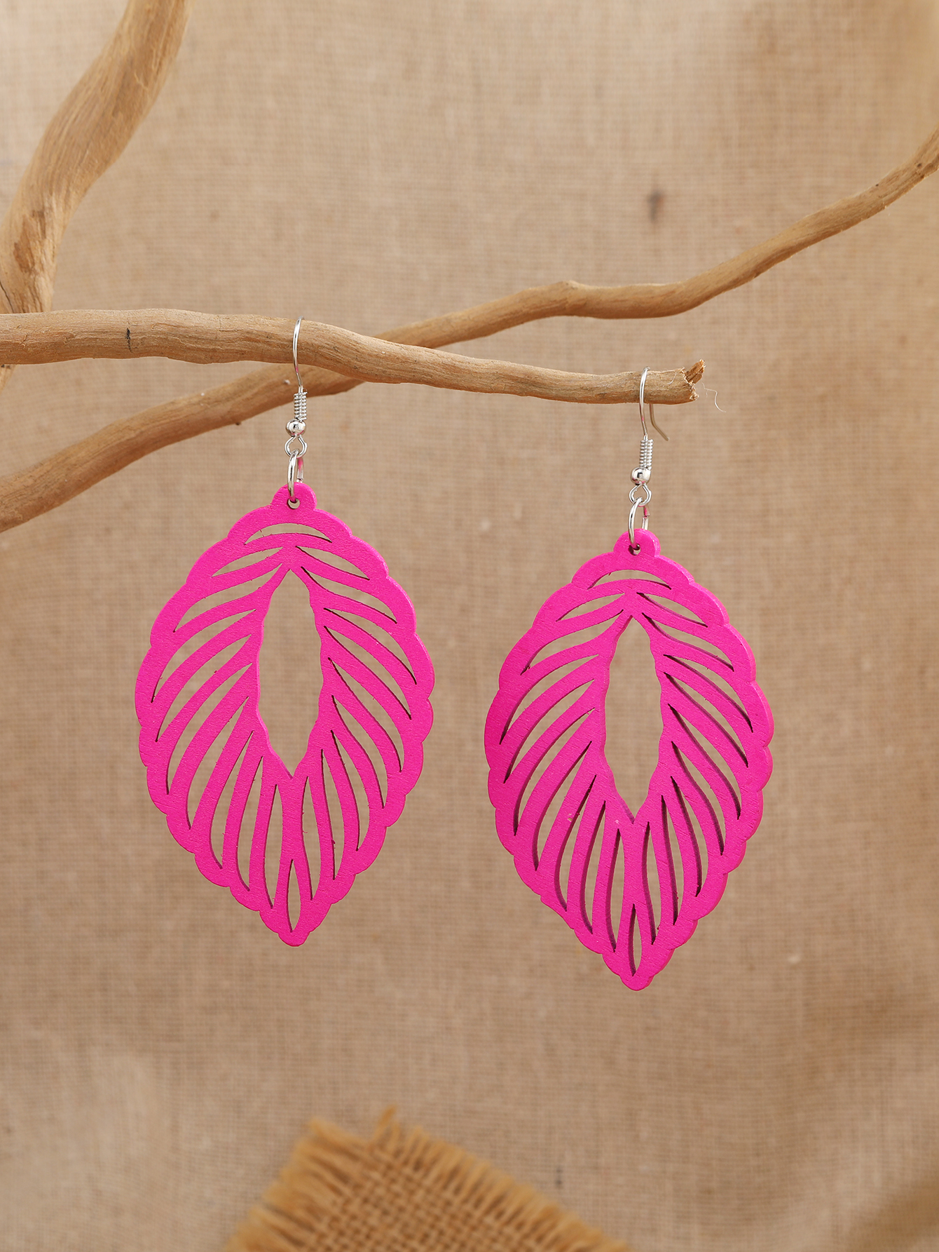 Boho national style fashion simple wood leaf shape cut earrings Fu coconut -200