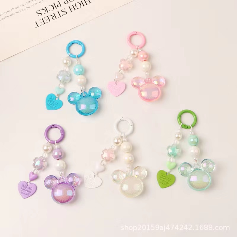 新款圆珠钥匙扣挂件小清新彩色卡通小熊树脂配件耳机套包装饰详情5