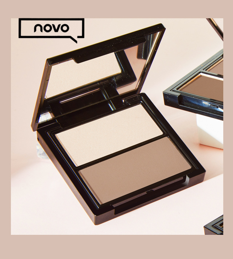 NOVO Three-dimensional Shaping dual-color Contouring Tray, three-dimensional high-gloss shadow Contouring powder, waterproof and sweat-proof, brightening skin tone pic 11