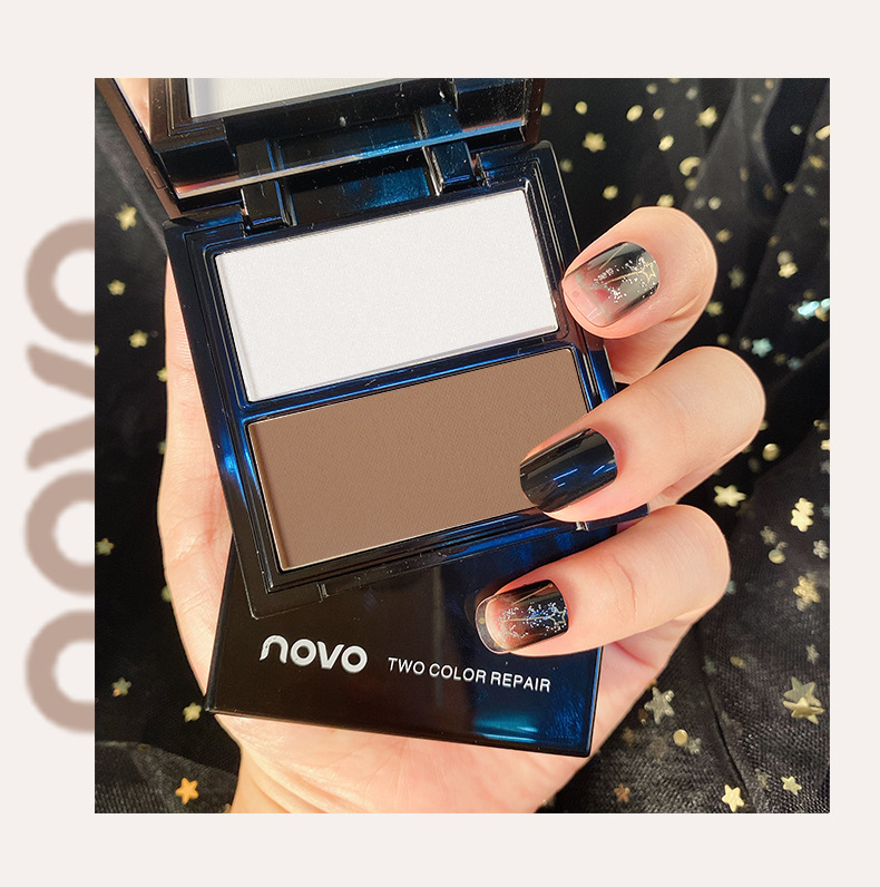 NOVO Three-dimensional Shaping dual-color Contouring Tray, three-dimensional high-gloss shadow Contouring powder, waterproof and sweat-proof, brightening skin tone pic 9