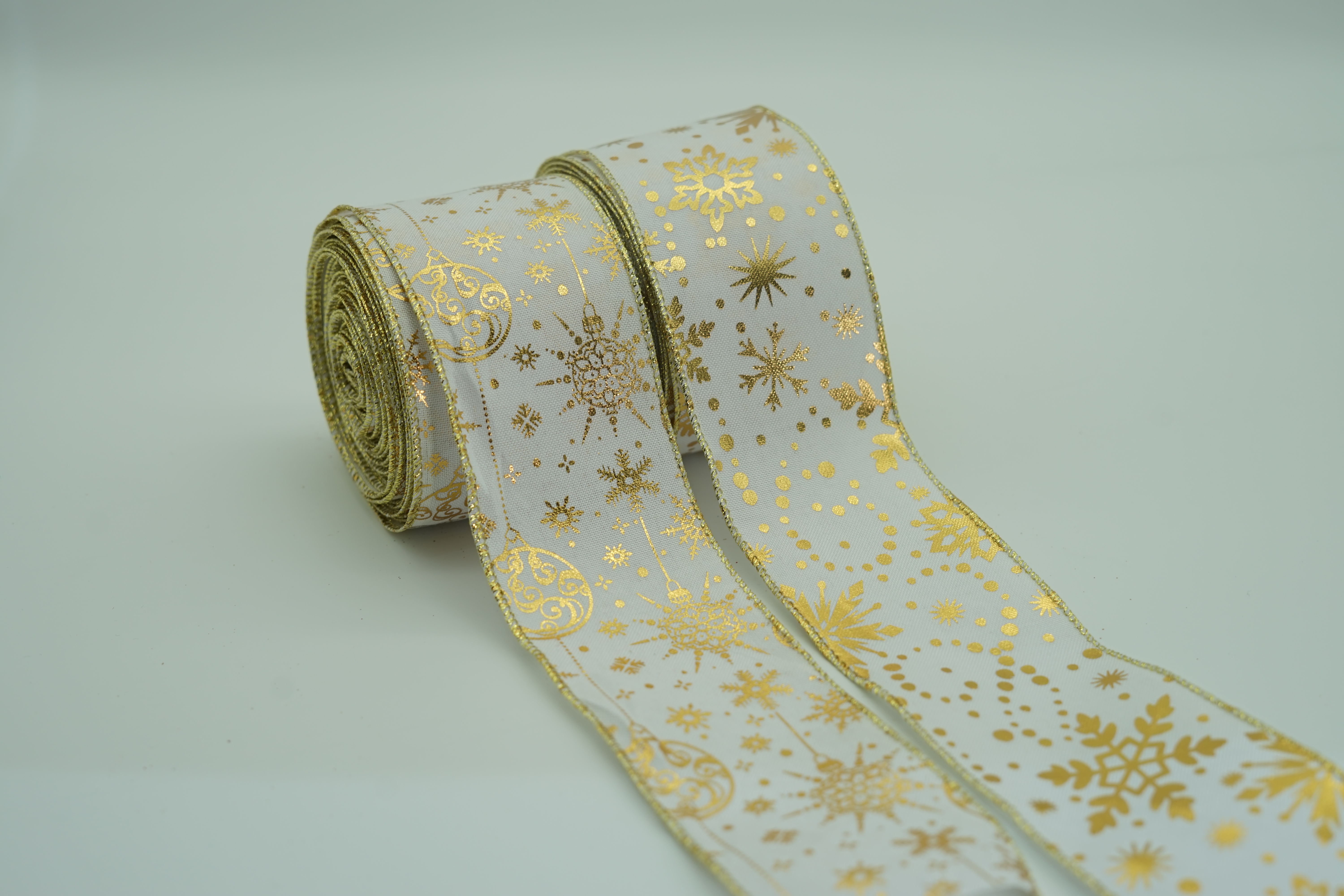 Chuso Craft 0842 Flower Wrapping Paper Christmas Supplies Christmas Tree Decoration Gift Packaging Gilding Decorative Rib Webbing Spot Wholesale Gilding Red Green Floating Ribbon 2