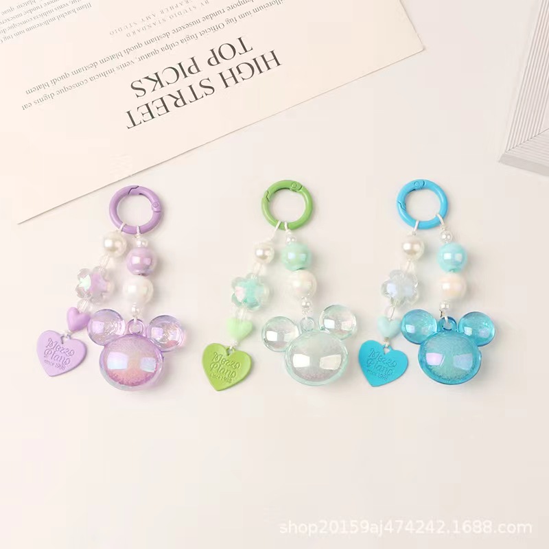 新款圆珠钥匙扣挂件小清新彩色卡通小熊树脂配件耳机套包装饰详情3