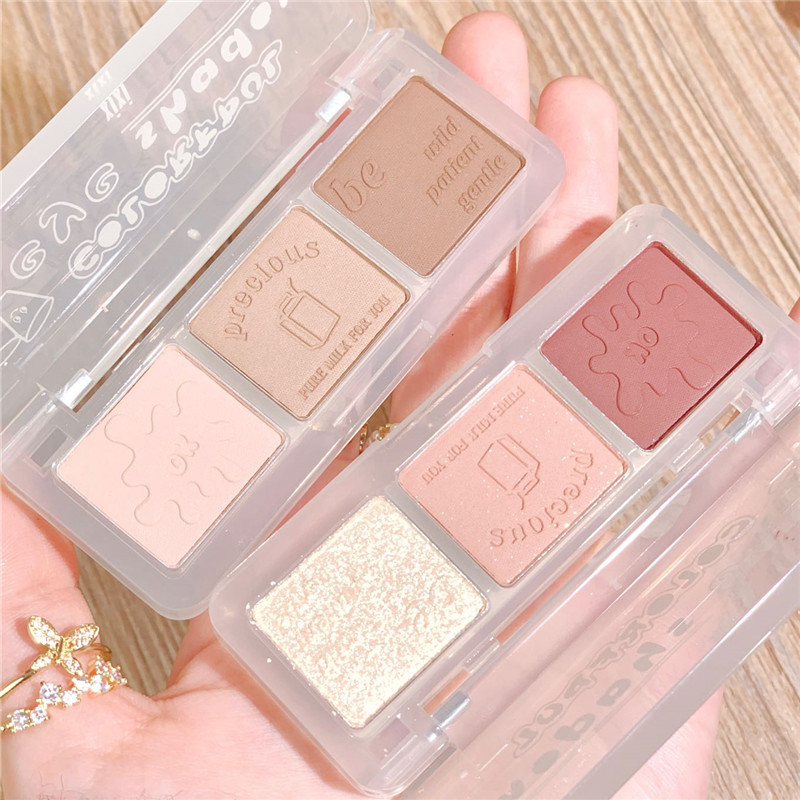 Makeup xixi three-color eyeshadow palette: Pearlescent, matte, Fine glitter, peach, earth tone. A daily bestseller for beginners Application Scenario