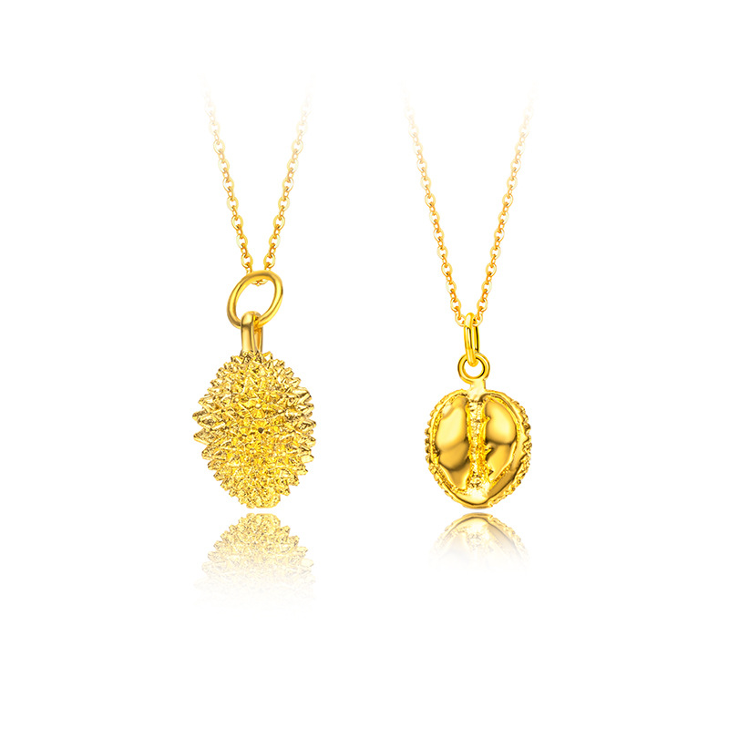 Minority Design Durian Necklace Female Tide Sand Gold Collarbone Chain Copper Gold-Plated Durian Pendant Necklace Novelty Jewelry For Your Life Item Picture