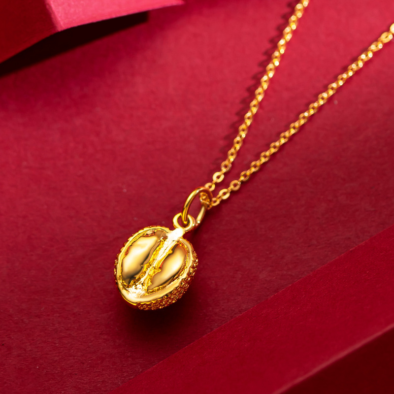 Minority Design Durian Necklace Female Tide Sand Gold Collarbone Chain Copper Gold-Plated Durian Pendant Necklace Novelty Jewelry For Your Life Specification drawing
