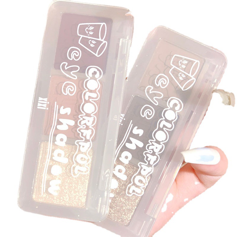 Makeup xixi three-color eyeshadow palette: Pearlescent, matte, Fine glitter, peach, earth tone. A daily bestseller for beginners Item Picture