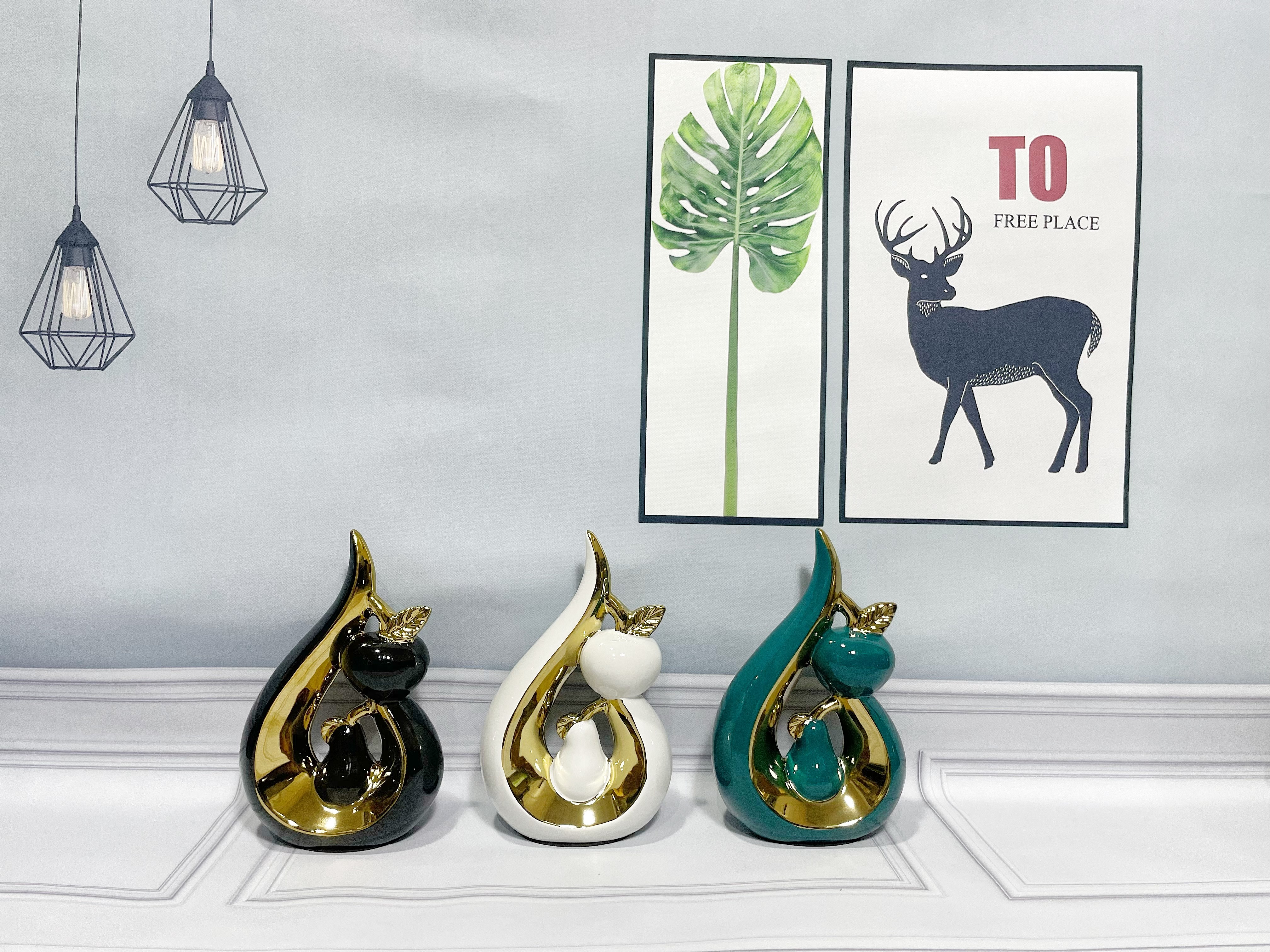 chinagoods911 new crafts and gifts craft decoration light luxury hotel home ceramic plating decoration creative abstract art soft decoration office model room TV cabinet decoration thumbnail